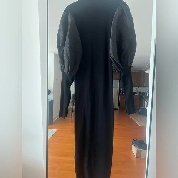 Toteme black long dress long ballon sleeves size M - Picture 2 of 4
